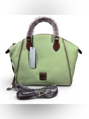 Dooney & Bourke Key Lime Sydney Satchel NWT Pebble Leather Crossbody Handbag